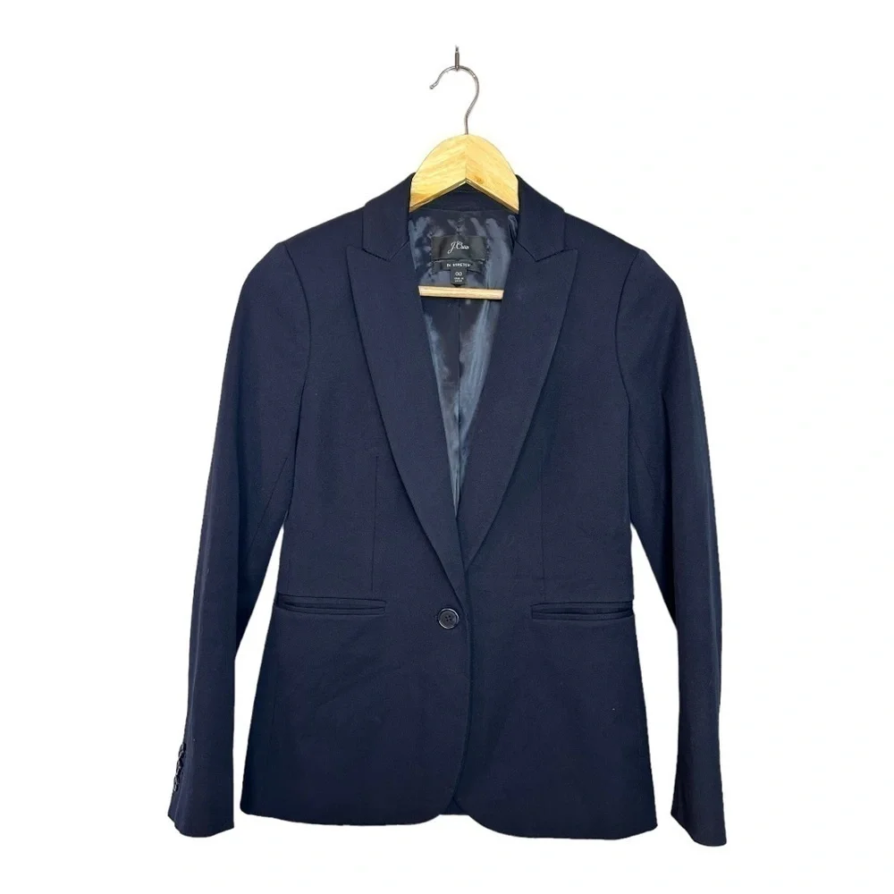 J. CREW Parke Blazer In Bi-Stretch Cotton Navy Blazer 00